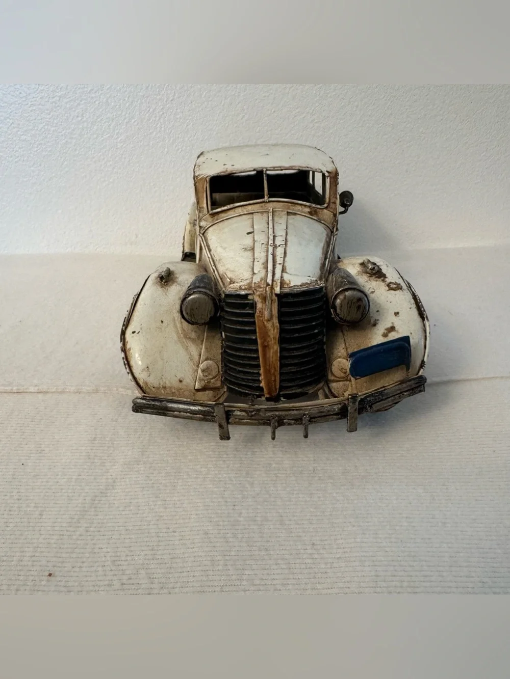 Vintage 1930s Style Metal Sedan Car Model Large 13” Rustic Decor
